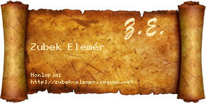 Zubek Elemér névjegykártya