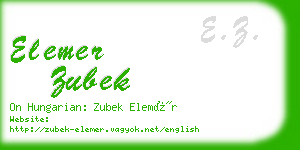 elemer zubek business card